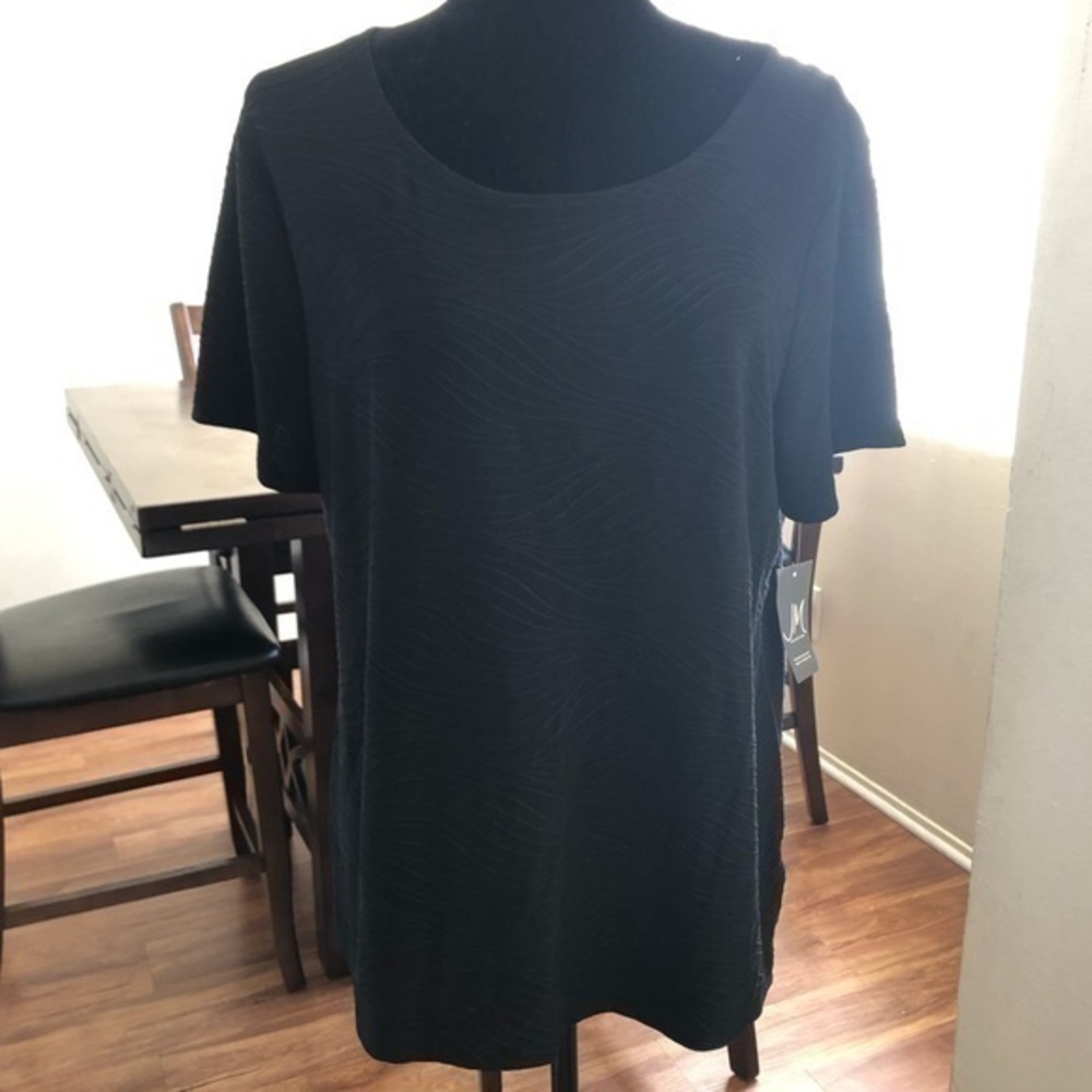 JM Collection Black Jacquard Pullover Top sz XL